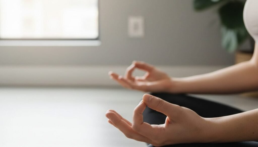 Mindfulness meditation trains attention to remain anchored in the present moment rather than looping through worries about the future or ruminating on the past.