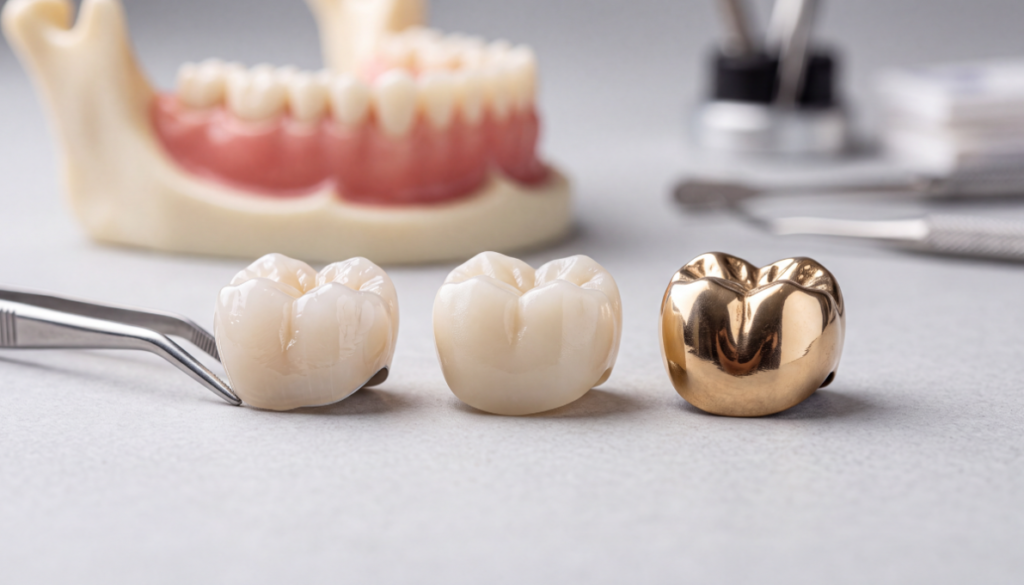 Material choice affects durability, appearance, and cost, and it's usually decided jointly by the dentist and patient based on which tooth is being restored — front teeth prioritize appearance, while molars prioritize strength.