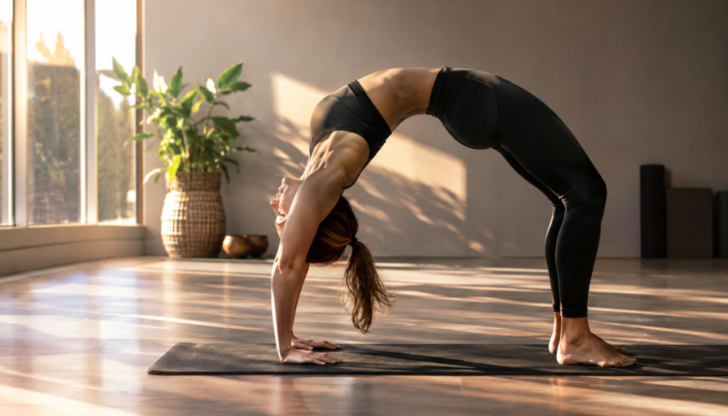 Once basic mobility is established, advanced poses challenge deeper ranges of motion and require more strength to support the stretch safely.