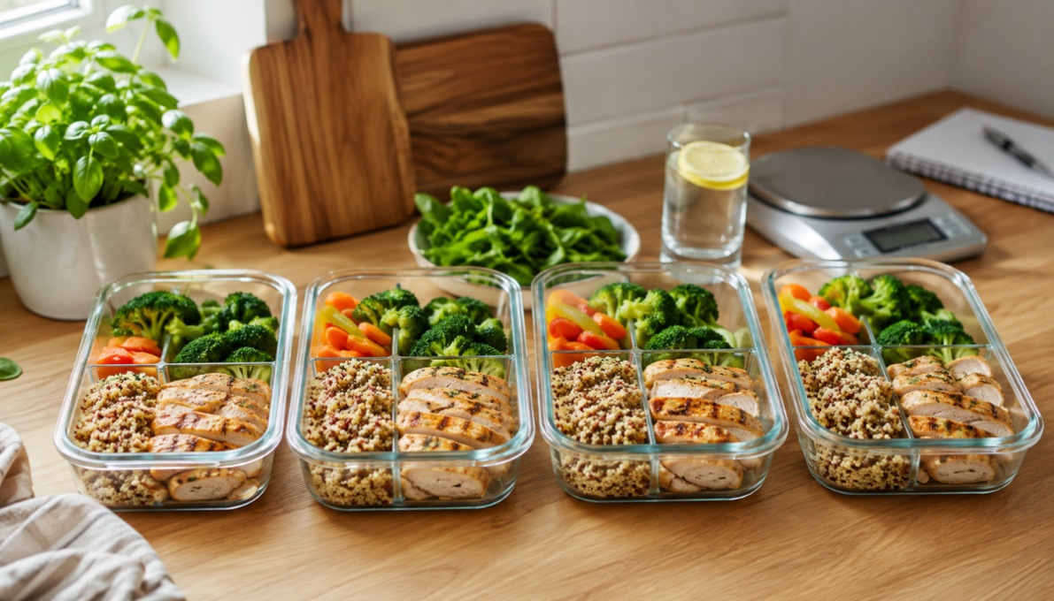 Meal prep for weight loss means cooking and portioning meals in advance using controlled calories, lean protein, and fiber-rich ingredients to prevent overeating and impulsive food choices.