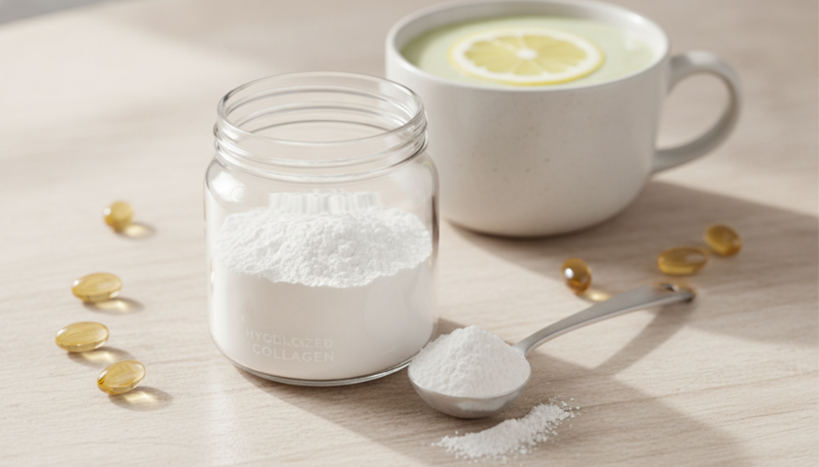 Collagen supplements are protein products, usually in powder or capsule form, designed to replace the collagen the body naturally loses with age.