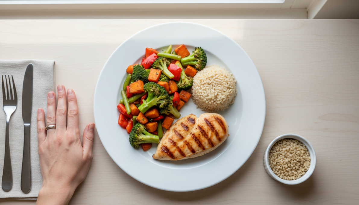 A portion control guide teaches you how to match the amount of food you eat to your body's actual energy needs, without restrictive dieting.