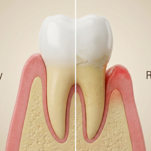 Gum recession happens when the gum tissue surrounding the teeth pulls back, exposing more of the tooth or its root.