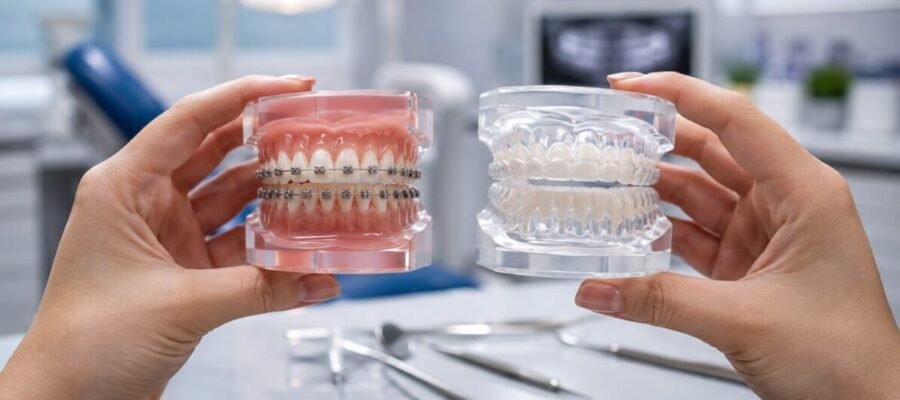 Orthodontic treatment options generally split into fixed appliances and removable appliances. Fixed appliances, like traditional metal or ceramic braces, stay bonded to the teeth for the entire treatment period. Removable appliances, like Invisalign and similar clear aligner systems, can be taken out for eating, brushing, and special occasions.