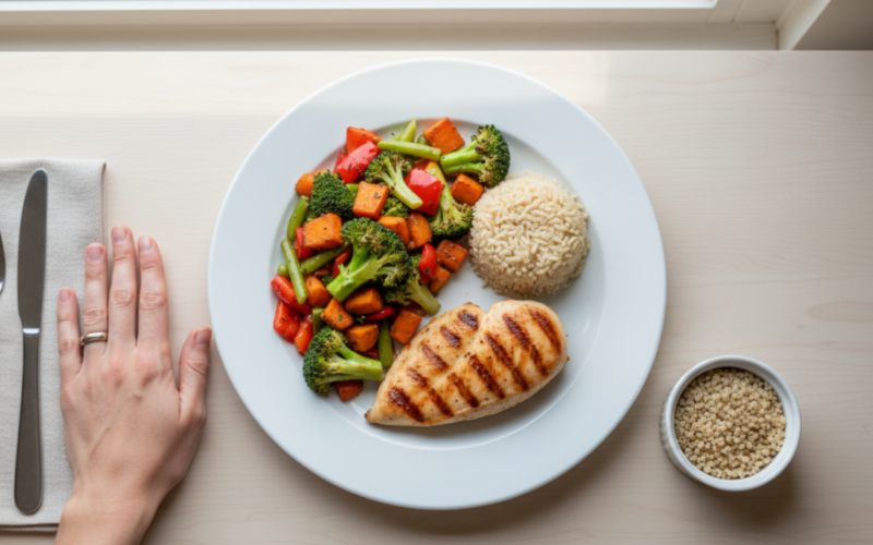 A portion control guide teaches you how to match the amount of food you eat to your body's actual energy needs, without restrictive dieting.