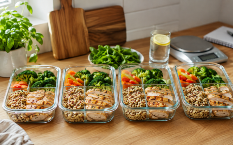Meal prep for weight loss means cooking and portioning meals in advance using controlled calories, lean protein, and fiber-rich ingredients to prevent overeating and impulsive food choices.