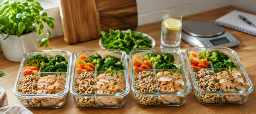 Meal prep for weight loss means cooking and portioning meals in advance using controlled calories, lean protein, and fiber-rich ingredients to prevent overeating and impulsive food choices.